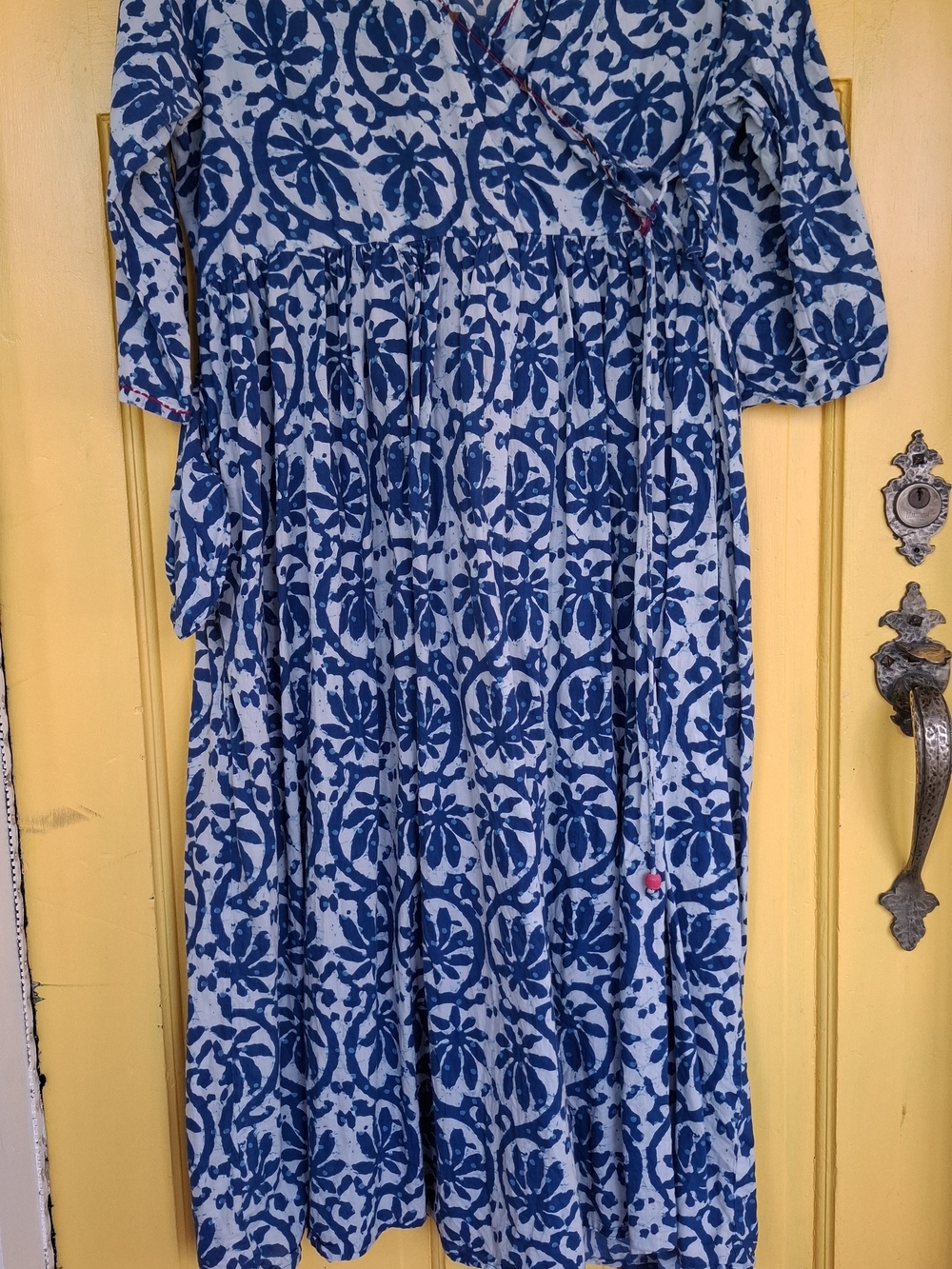 Blue Floral Tie-Waist Casual Dress